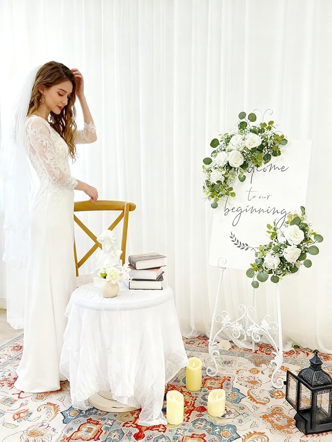 Pack of 2 Wedding Arch, Artificial Flowers, Wedding Decor，Flower Garland Be Suited to Banquet, Party, Reception Entrance Welcome Sign and Background Decoration (Starry Sky)