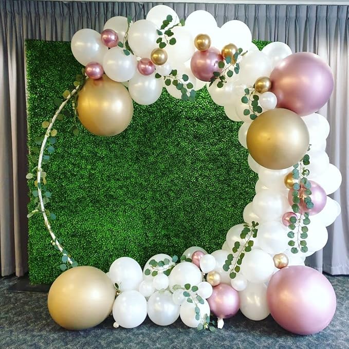 LANGXUN 7.2ft White Metal Round Balloon Arch kit, Backdrop Stand Metal Circle Balloon Arch Frame for Wedding Birthday Party Decoration, Graduation Decorations and Baby Shower Photo Background