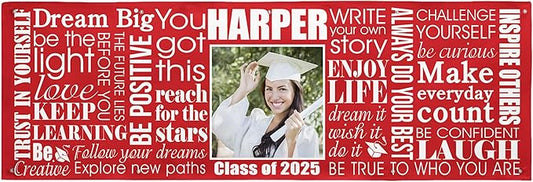 Let's Make Memories Personalized Graduation Banner - Graduation Party Decorations - Customized Congratulations Banner - Class of 2025 - Indoor/Outdoor Vinyl - Big Dreams - Red - 10 ft.