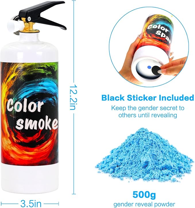 Gender Reveal Fire Extinguisher Large Gender Reveal Smoke 2 Pack Blue or Pink Powder for Gender Reveal Party Ideas Colored Smoke for Gender Reveal Boy or Girl Fire Extinguishers Baby Gender Reveal