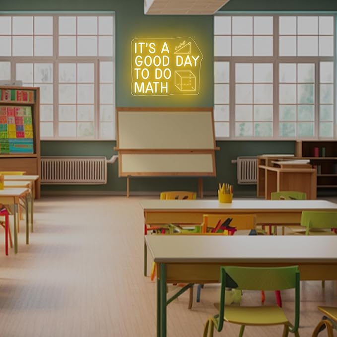 It's A Good Day To Do Math Neon Sign, Math Classroom Decor, Math Teacher Gift, Funny Classroom Art Wall Decoration, 16.5"x13", Yellow