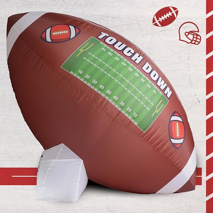 Icywye 6FT Large Football Party Decorations - Outdoor Football Inflatable Decor with Built-in LED Light - Indoor Football Themed Party Supplies Blow Up Decoration for Yard Birthday Holiday