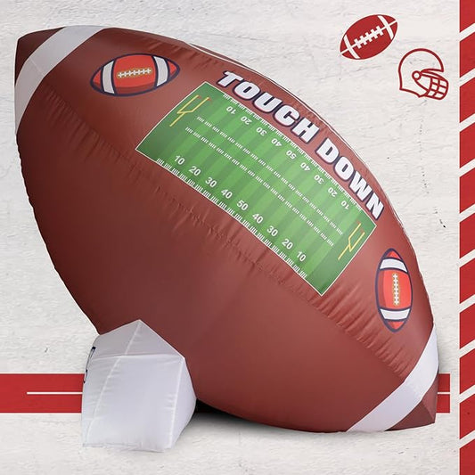 Icywye 6FT Large Football Party Decorations - Outdoor Football Inflatable Decor with Built-in LED Light - Indoor Football Themed Party Supplies Blow Up Decoration for Yard Birthday Holiday