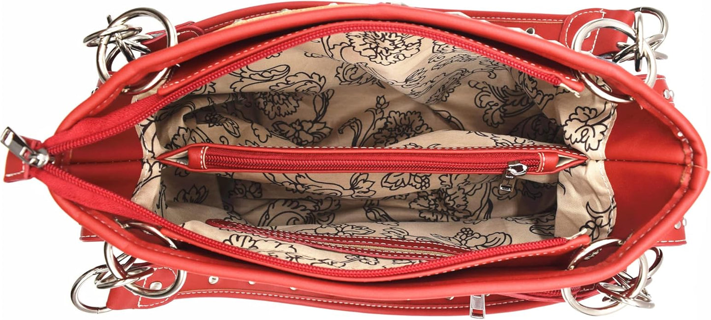 American Flag USA Stars and Stripes Patriotic Leather Purse Women Rhinestone Country Handbag Wallet Set Red White and Blue
