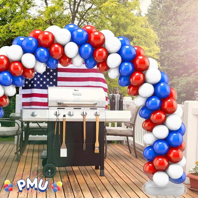 PMU DIY Professional Balloon Arch Deluxe Kit (Patriotic Red, White and Blue) Balloon Garland for Party Decoration, Decoration Kit for Birthday Party, Wedding, Graduation, Baby Shower(41693-61646)Pkg/1