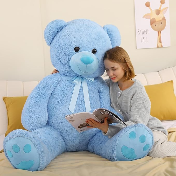 Tezituor Giant 5 Feet Teddy Bear Stuffed Animal, Soft and Huggable Valentines Teddy Bear Plush for Girlfriend and Boyfriend, Classic Large Blue Teddy Bear Gift for Kids