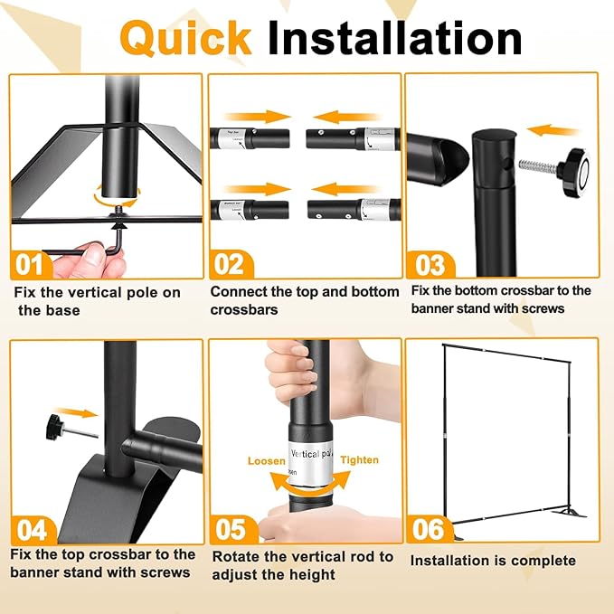 EMART 10x8 ft Heavy Duty Banner Stand Kit, Adjustable Frame for Step and Repeat Backdrops, Ideal for Photography, Trade Shows, and Photo Booths