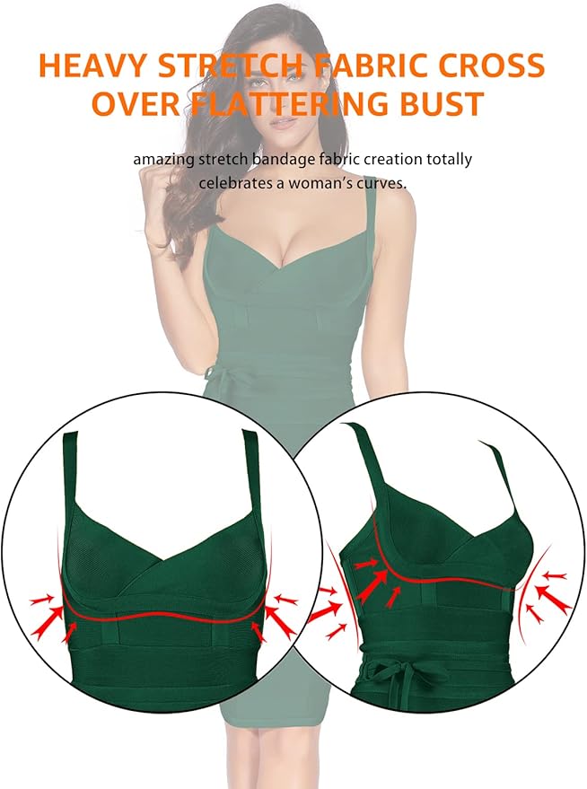 meilun Womens Rayon Belt Detail Bandage Bodycon Party Dress