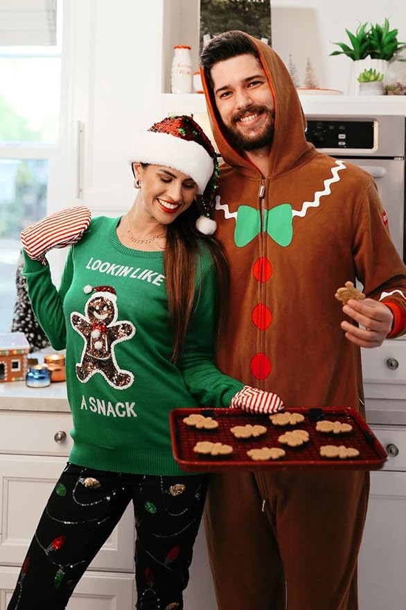 Tipsy Elves Christmas Onesies for Adults - Comfy Unisex Matching Holiday Jumpsuits with Convenient Pockets