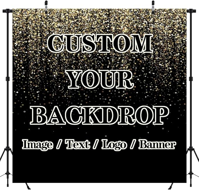 BELECO Fabric 25x10ft Custom Backdrop Picture Customized Backdrop with Image Logo Text Personalized Background Banner Party Decorations Festival Wall Hanging Photo Props
