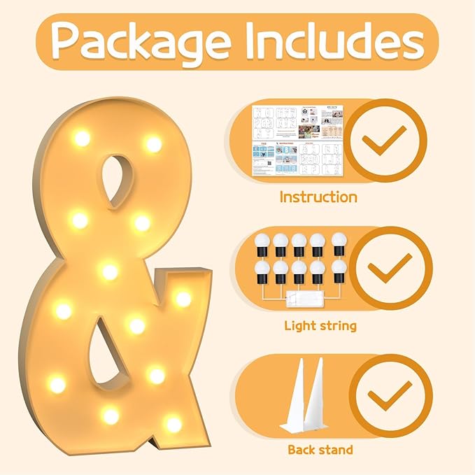 Marquee Letters 4 Feet Tall Large Light Up Letters & Wedding Mr and Mrs Sign Marry Me Engagement Party Decor Yellow Light Birthday Decorations Balloon Arch Kit Foam Sign &