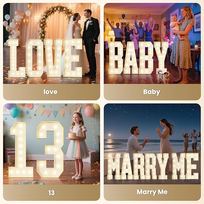4FT Marquee Letters X Sign,Large Light Up Numbers Party Decoration - Hook and Loop Fastener,No Tools Easy Setup, Corrugated Plastic for Birthdays Weddings Baby Anniversaries(Letters X)