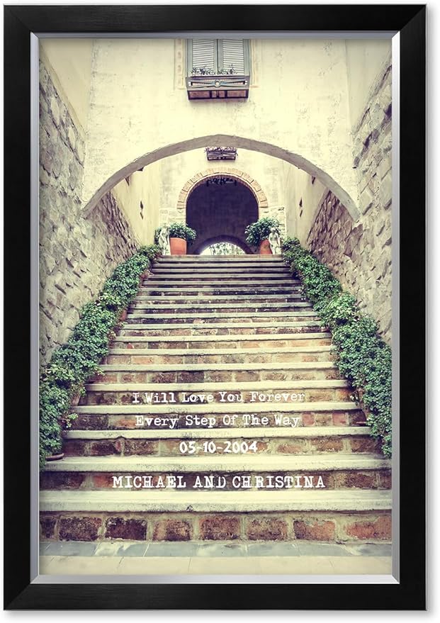 IPIC - Love You Every Step, Personalized Canvas Wall Art with Names and Date on for Home Decor, Customized Gift for Anniversary,Wedding,Birthday and Holidays.