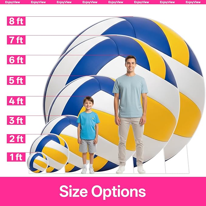 Volleyball Cardboard Cutout, 4FT Life Size Cutouts Decor for Sports Themed Party Backdrop, Photo Booth Props, Birthday Table Centerpieces, Volleyball Game Stand Up Display