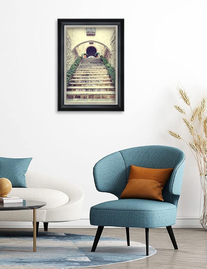 IPIC - Love You Every Step, Personalized Framed Wall Art with Names and Date on, Giclee Prints with Solid Wood Frame, Customized Gift and Memorial Gifts for Wedding Anniversary.