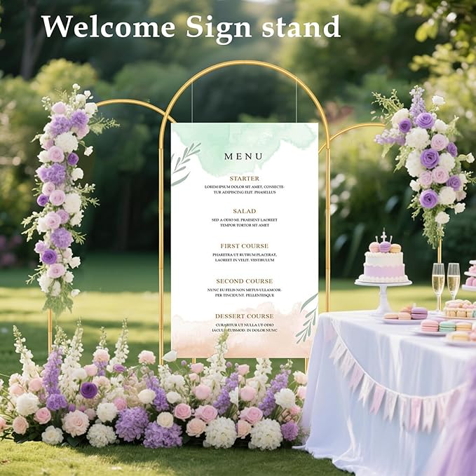 Metal Arch Backdrop Stand Set of 3(6 ft, 5 ft, 4 ft) Party Arch Stands for Wedding, Birthday, Baby Shower, Bridal Shower, Balloon Arched Frame for Garden Decor, Gold Floral Arches,Valentines Day