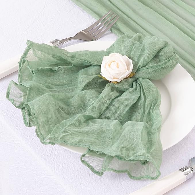 50 Pack Sage Green Cheesecloth Napkins Spring Cloth Napkins Set of 50 Sage Dinner Napkins Bulk 21x21 Inches for Wedding Bridal Shower Baby Shower Valentine's Day