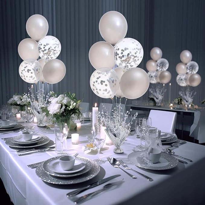 18 Pack Metallic Foil Spray Centerpiece Star Table Decoration Burst Glitter Tabletop Centerpieces for Birthday Christmas New Years Nye Wedding Graduation Holiday Party Supplies Decor, Silver
