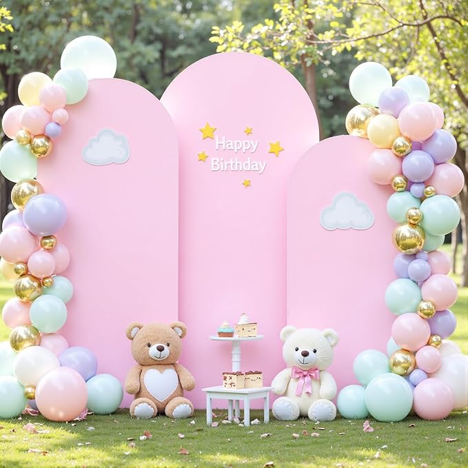 Pink and Lavender Arch Backdrop Cover 6FT 5FT 4FT Arch Covers Stretchy Backdrop Set of 3 Wedding Arch Cover Spandex Fitted Double-Color Fabric Arch Covers for Party Baby Shower Birthday Decoration