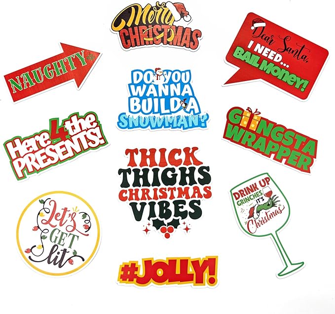 (Christmas) Elevate Your Photo Booth Experience with Our Durable & Waterproof Pack of Signs-Perfect for Weddings, Birthdays, and Photo Booth Businesses - PVC Foamboard Photo Props