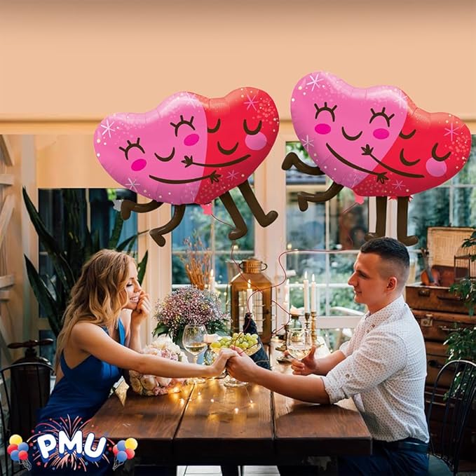 PMU Valentine's Day Hugging Hearts 36in Mylar-Foil Balloon (25/pkg) Pkg/1