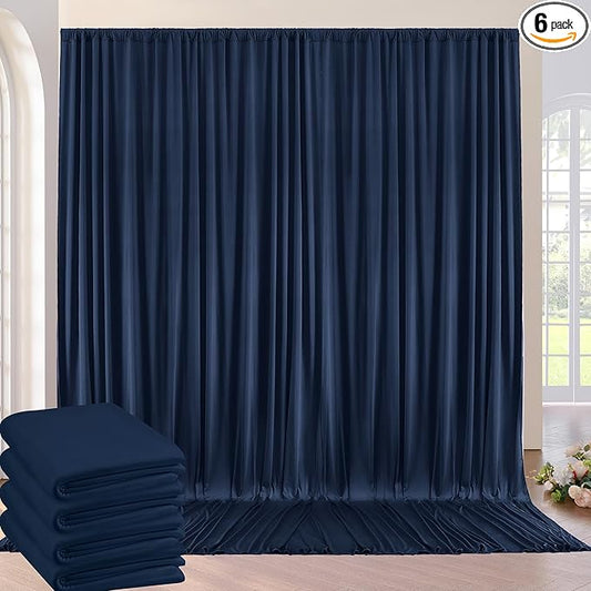 Wrinkle Free 20ft×10ft Navy Blue Backdrop Curtains for Parties, 4 Panels 5×10ft Thick Silky Polyester Navy Photo Backdrop Drapes Curtains for Graduation Party Birthday Baby Shower Wedding Photography