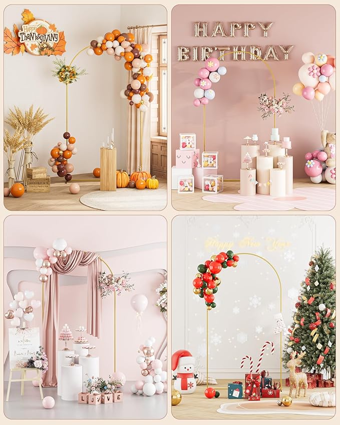 Wedding Arch, Metal Arch Backdrop Stand, Balloon Arch Stand Wedding Frame for Ceremony Decoration (Gold, 7.2FT Arch Backdrop)