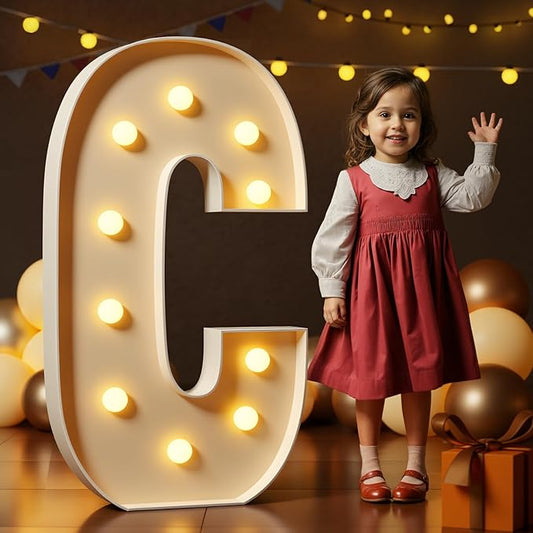 Marquee Letters 4 Feet Tall Large Light Up Letters C Happy Birthday Decorations Marry Me Engagement Party Decor Yellow Light Birthday Decorations Balloon Arch Kit Foam Sign C