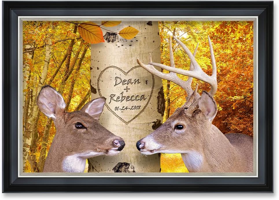 IPIC - Oh My Dear, Personalized Wall Art with Names and Date on, Giclee Prints with Solid Wood Frame, Custom Memorial Gifts for Wedding Anniversary. Total Framed Size: 27.25" W x 19.25" H