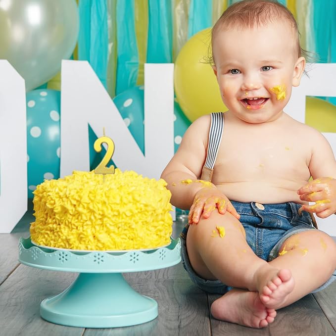 Treela 100 Pieces Number Birthday Candles Bulk, 3.94 Inch Gold Numeral 0-9 Candles for Birthday Cakes, Glitter Cake Topper Decoration for Wedding Anniversary Celebration and Party