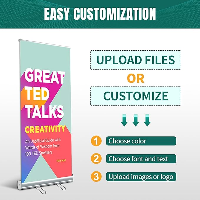 Custom Retractable Banner Stand for Business, Roll Up Banner Holder with Carry Bag, Vertical Banner Stand, Customizable Sign with Stand for Indoor Outdoor Display, Advertising,Birthday & Party-31.5"
