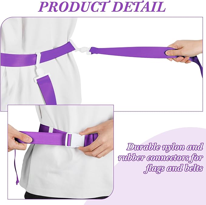 Peryiter 2/12/24/36 Player Flag Football Belt, Adjustable Football Belts and Flags for Kids Youth Adult Sport Team Training