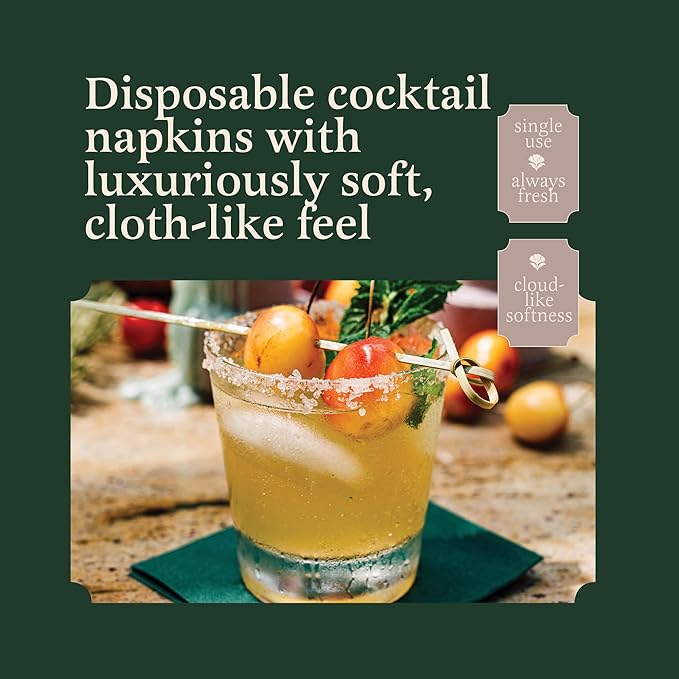 Linen-Feel Red Cocktail Napkins For Christmas - Decortive Cloth-Like Dessert And Beverage Napkins - Soft And Absorbent. For Restaurant, Bar, Cafe, Or Event. (Pack of 100)