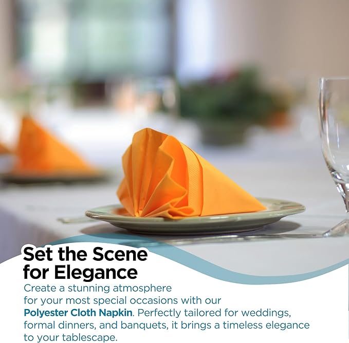 Polyester Cloth Napkins - Washable Soft Table Linens - Durable & Elegant for Dining, Restaurants, Weddings, Events, Rentals, Banquets, & Parties - Premium Quality Set of 250, Orange, 17"x17"