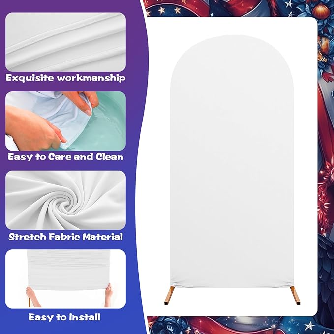 Set of 3 Patriot Day Arch Cover Theme Decoration, Veterans Day Blue and Red Print Arch Cover Stretch Spandex Fitted for Birthday Party, 4ft, 5ft, 6ft(Classic)