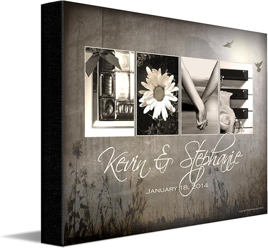 Personal-Prints LOVE LETTERS | Personalized Romantic Canvas Art Gift with Your Names | Custom for Valentine’s Day or Wedding Anniversary (11"x14" Stretched Canvas)