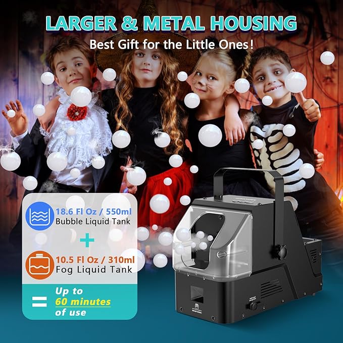 Fog Machine, 3-in-1 Fog Bubble Machine, 450W Smoke Bubble Maker with Remote Control, Make Colorful Bubbles | Fog Bubbles | Continuous Smoke for Stage Wedding Photography Holiday Party