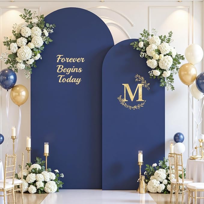 Navy Blue Arch Backdrop Cover Set of 2 Spandex 7.2 and 6ft Arch Covers Stretchy Backdrop Wedding Balloon Arch Stand Covers for Birthday Party Baby Shower Bridal Shower Banquet Photo Arches Background