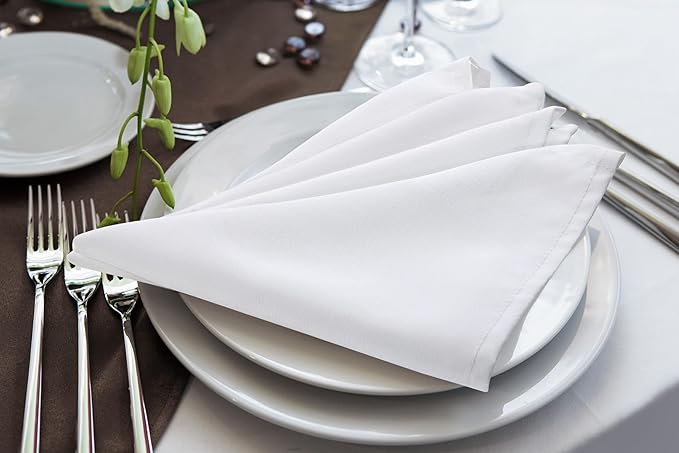 Utopia Home [288 Pack, White] Cloth Napkins 17x17 Inches, 100% Polyester Hemmed Edges, Washable and Reusable Ideal for Parties, Weddings and Dinners