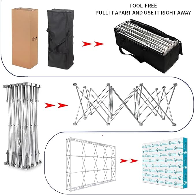 Pop Up Display Trade Show Backdrop 7.5 x 20 FT Custom Tradeshow Booth Display Banner Tension Fabric Backdrop for Business,Campuses, Weddings, Corporate