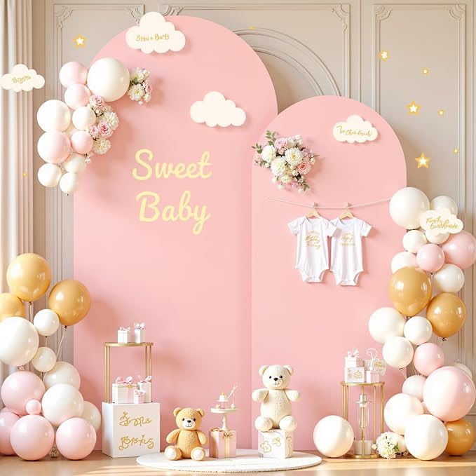 Dusty Rose Photo Arch Backdrop Cover Set of 2 for Party Spandex 7.2 and 6ft Arch Covers Stretchy Backdrop Baby Shower Balloon Arch Stand Covers for Girls Birthday Wedding Bridal Shower Background