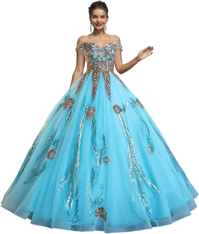 Engerla Women's Beading Sweetheart Ball Gown Tulle Layed Long Quinceanera Dress