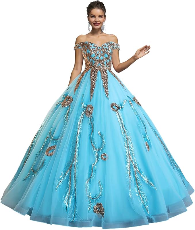 Engerla Women's Beading Sweetheart Ball Gown Tulle Layed Long Quinceanera Dress