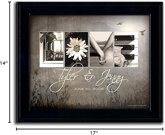 Personal-Prints LOVE LETTERS | Personalized Romantic Canvas Art Gift with Your Names | Custom for Valentine’s Day or Wedding Anniversary (11"x14" Framed Paper Print)