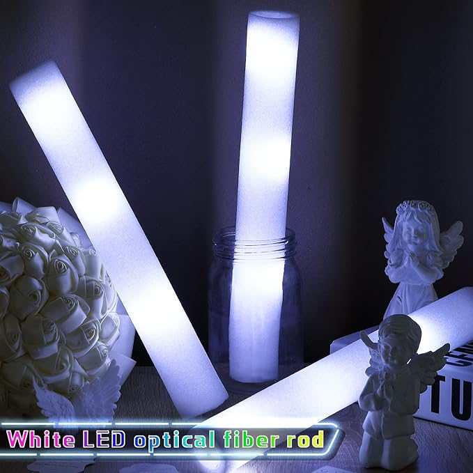 Liliful 150 Pcs LED Foam Sticks Bulk White Light up Sticks Flashing Glow Baton Wands Themed Party Set, Glow in the Dark Party Supplies for Christmas, Valentines Day, Wedding, Birthday, Concert
