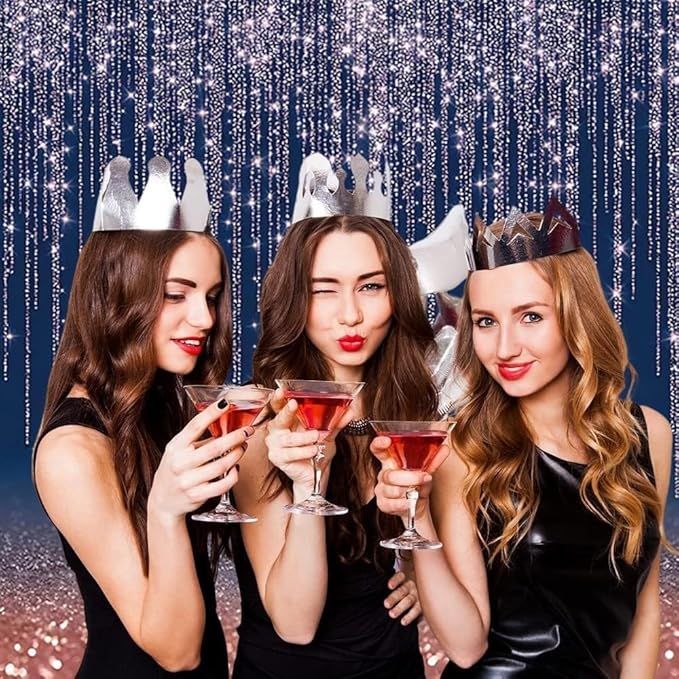 Navy Blue Glitter Backdrop 12x8ft Rose Gold and Blue Background for Photography Birthday Graduation Wedding Baby Shower Party Decorations Cake Table Banner Photo Booth Props