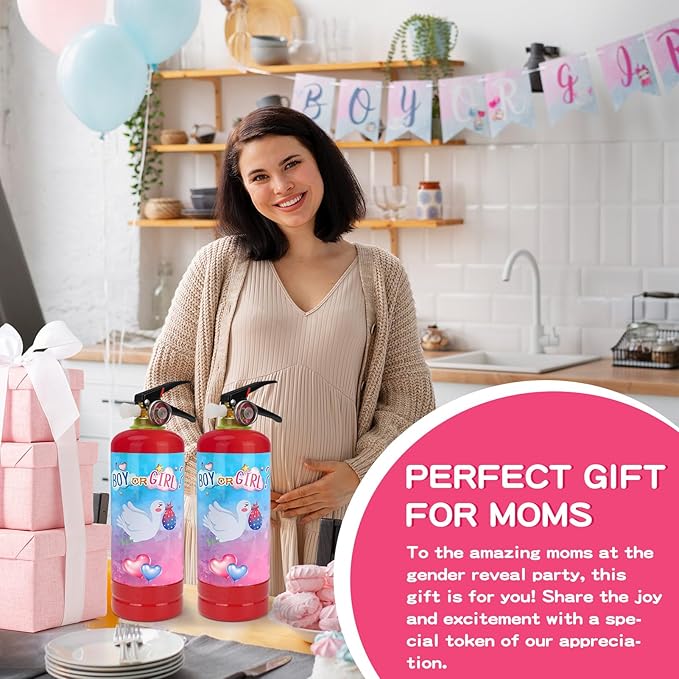 Gender Reveal Fire Extinguisher, 2 Pack Girl Gender Reveal Ideas Party Decor, Biodegragable Gender Reveal Party Supllies (Extra Large)