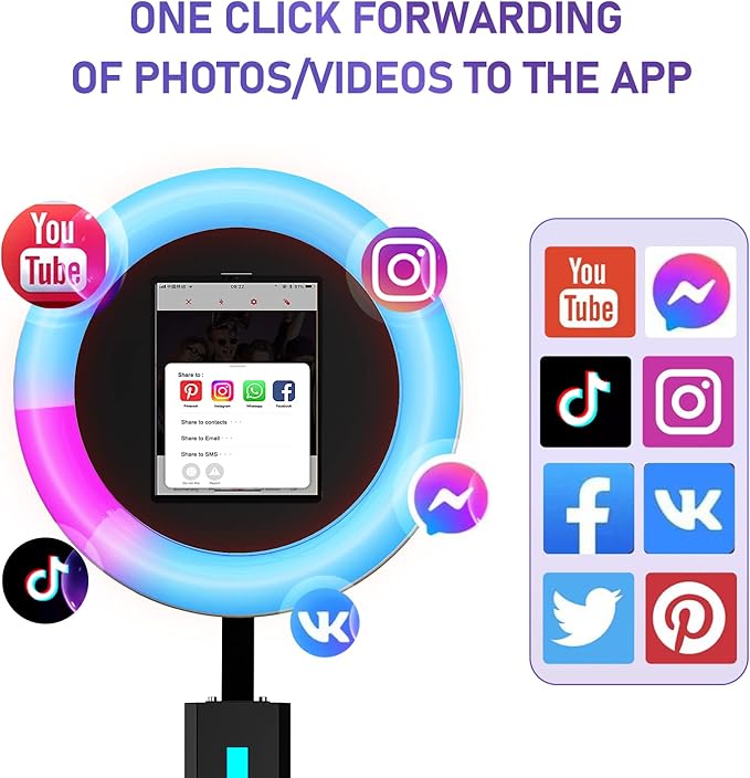 HARZHI Portable Photo Booth Compatible with Ipad, for Ipad Photo Booth Shell Stand Stand Provide Chacktok Photo Booth Software for Party and Wedding, Free Custom Logo, Flight Case