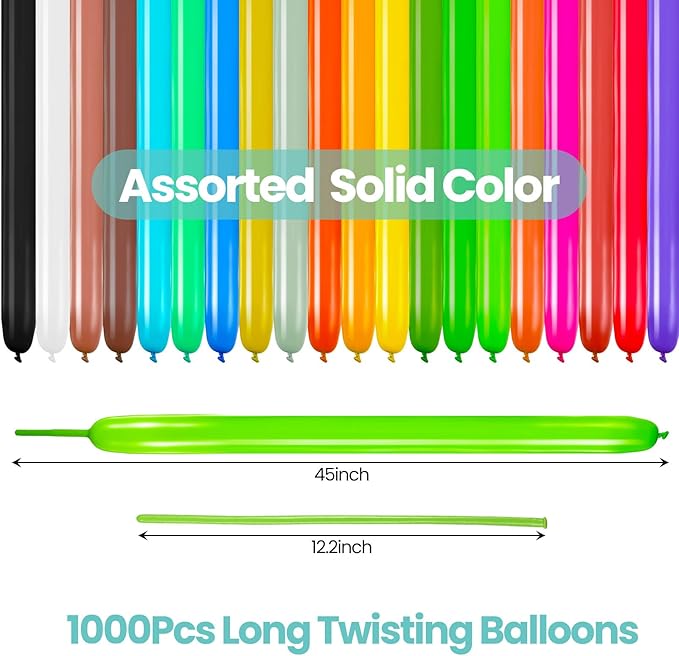 Lenwen 1000 Pcs Long Balloons Bulk 260 Latex Twisting Balloons Decoration for Birthday, Wedding, Festival, Clowns, Party Supplies(Multi Colors)