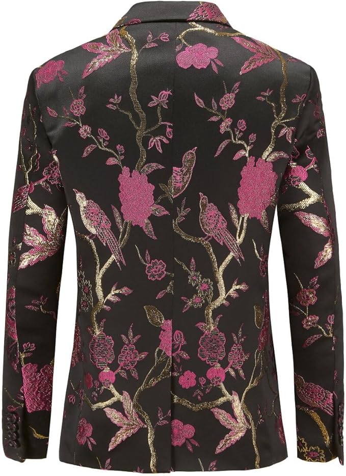 Cloudstyle Mens 2 Piece Floral Dress Suit One Button Dinner Tuxedo Jacket & Pants